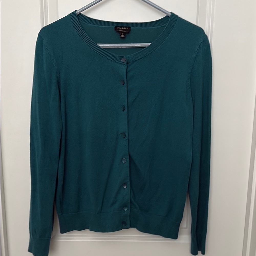 Talbots Teal Blue Cardigan Sweater